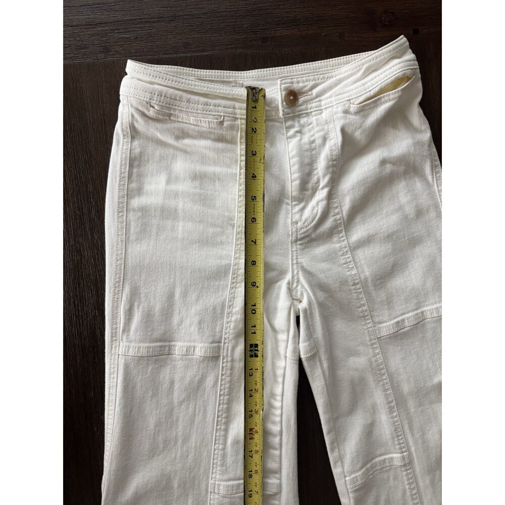 Pilcro Wide-Leg Jeans Women’s 25 White Stretch Ultra High-Rise Shirt Patchwork - Picture 4 of 13